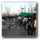 la file d'attente des exposants